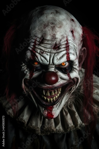 Portrait of scary spooky clown monster from horror movie   Generativ AI © Kay
