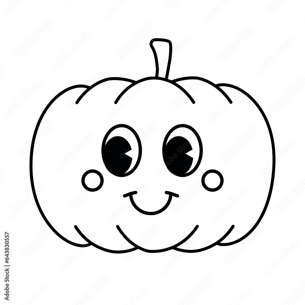 Vector retro groovy cartoon outline pumpkin isolated on white background Vector retro groovy cartoon outline pumpkin isolated on white background