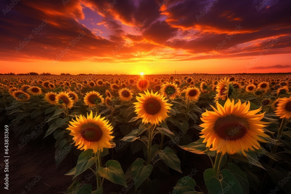 Sunset Serenade: Vibrant Sunflowers in Twilight's Glow
