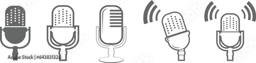Microphone vector icon set isolated on white background. podcast icon vector