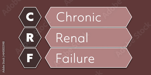 CRF Chronic Renal Failure. An Acronym Abbreviation of a common Medical term. Illustration isolated on red background photo