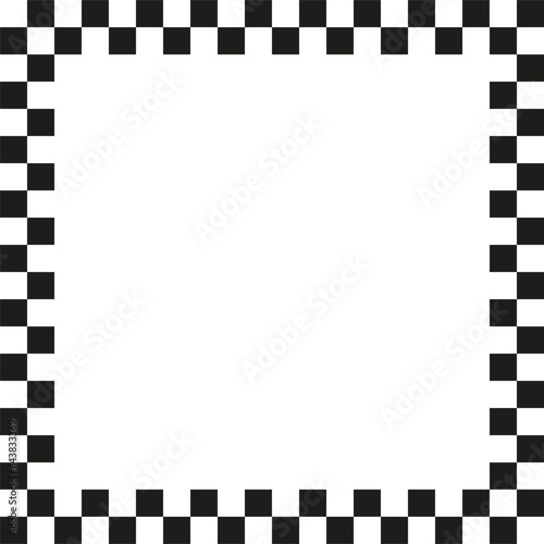Checkers frame in line art style. Geometric seamless pattern. Vector illustration. EPS 10.
