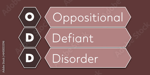 ODD Oppositional Defiant Disorder. An Acronym Abbreviation of a common Medical term. Illustration isolated on red background