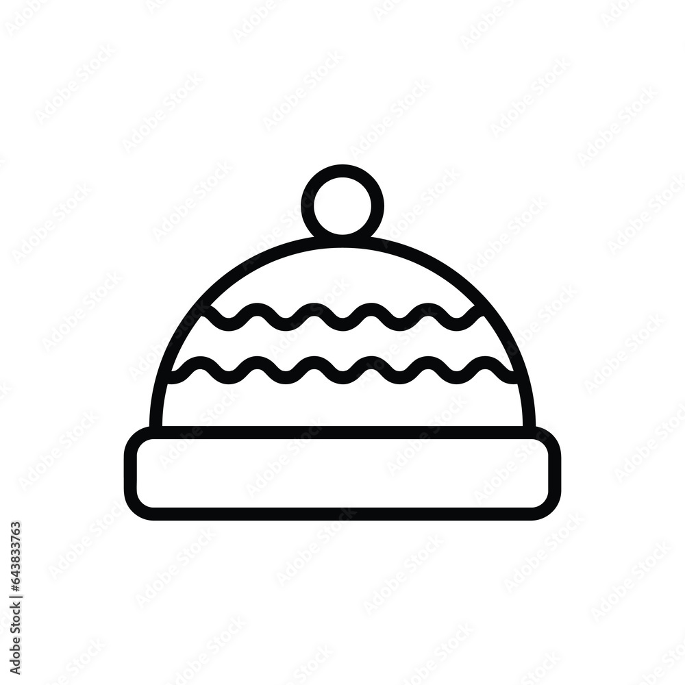 Winter hat line icon, linear style flat illustration on white background..eps Winter hat line icon, linear style flat illustration on white background..eps