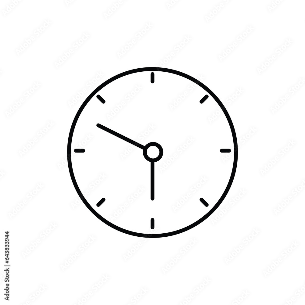 Circular wall clock line icon, outline vector sign flat illustration on white background..eps Circular wall clock line icon, outline vector sign flat illustration on white background..eps