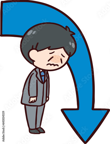 成績が下がって落ち込む男性