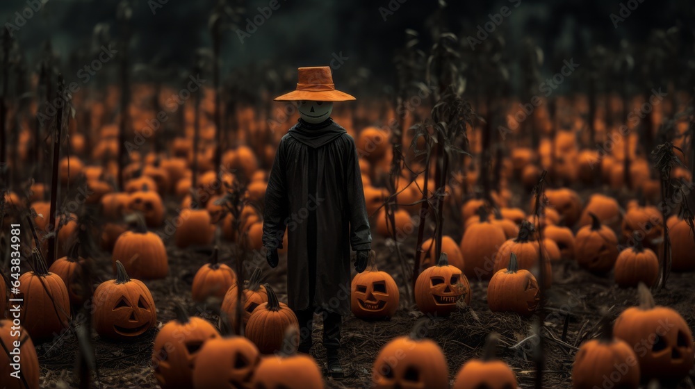 halloween pumpkin on background - obrazy, fototapety, plakaty 