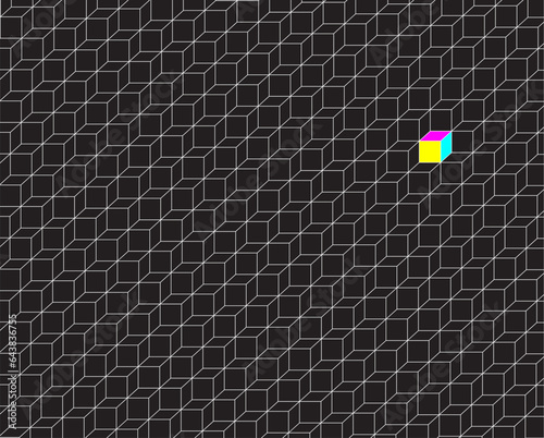 colorful box stand out from others boxes in a seamless pattern