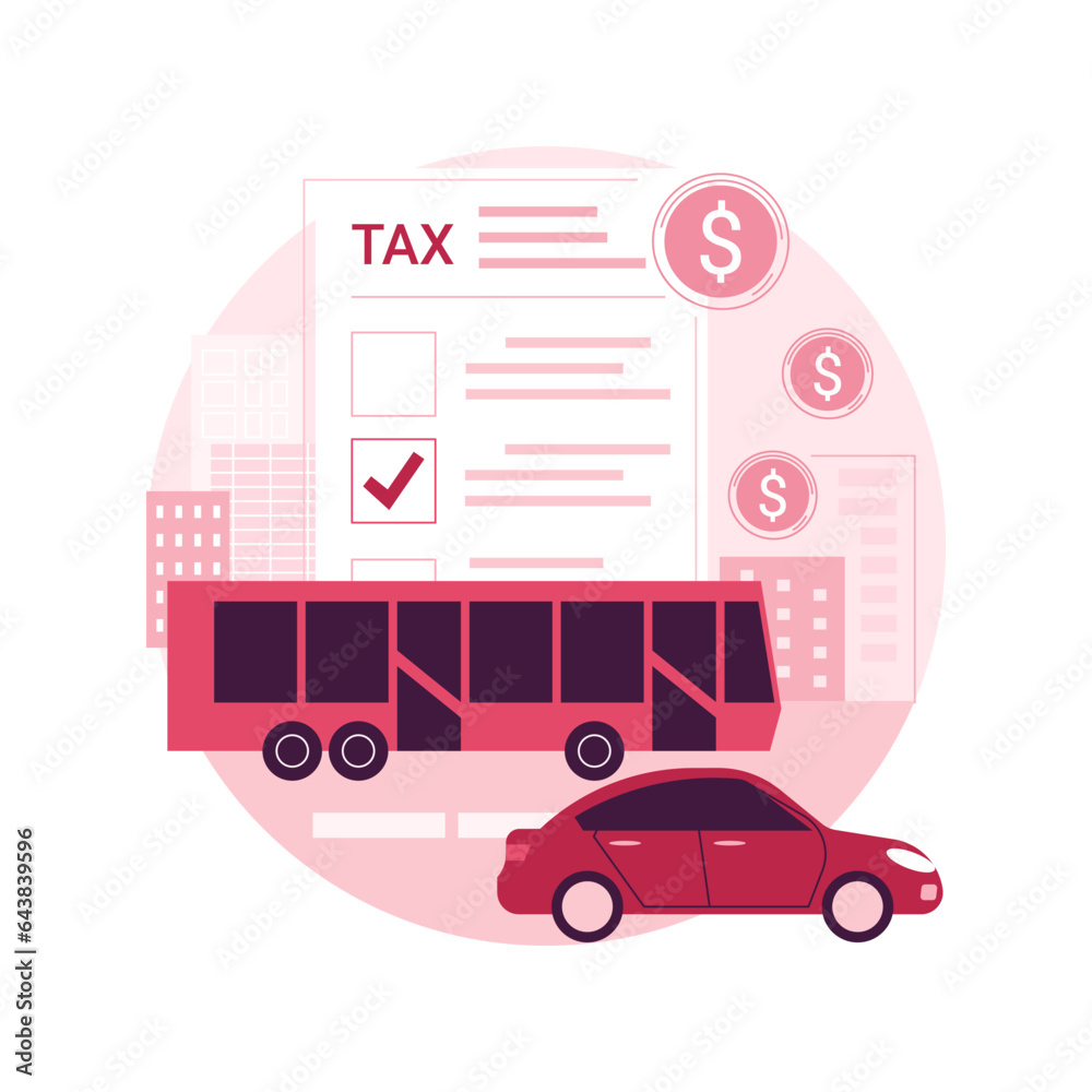 Transportation surtax abstract concept vector illustration. Infrastructure surtax, transportation and fuel additional taxation, local road traffic surcharge, transit service fee abstract metaphor.