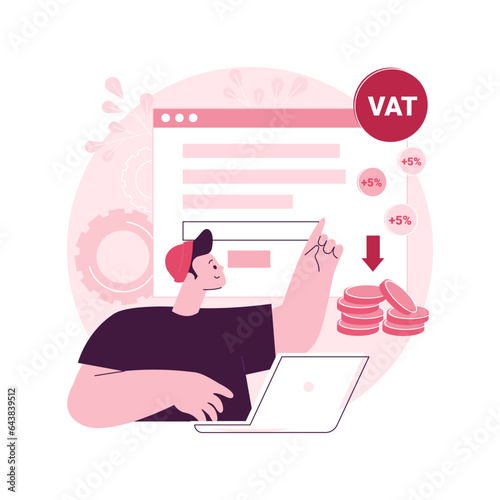Value added tax system abstract concept vector illustration. VAT number validation, global taxation control, consumption tax system, added value, retail good purchase total cost abstract metaphor.
