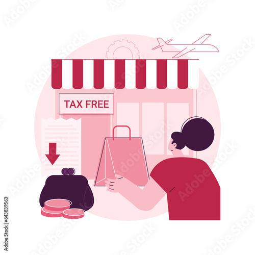 Tax free service abstract concept vector illustration. VAT free trading, refunding VAT services, duty free zone, airport shopping, buying goods abroad, tax refund program abstract metaphor.