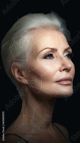 Generative AI : beauty concept skin aging antiaging procedures rejuvenation lifting tightening of facial skin restoration of youthful skin antiwrinkle photo