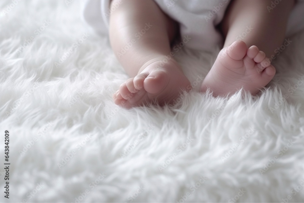 Generative AI : A feet of a newborn baby sleeping Generative AI : A feet of a newborn baby sleeping