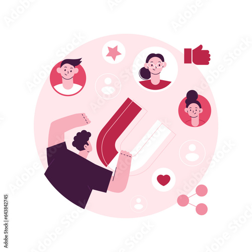 Engagement marketing abstract concept vector illustration. Internet marketing, engagement management, active participation, online commerce, smm strategy, interactive content abstract metaphor.