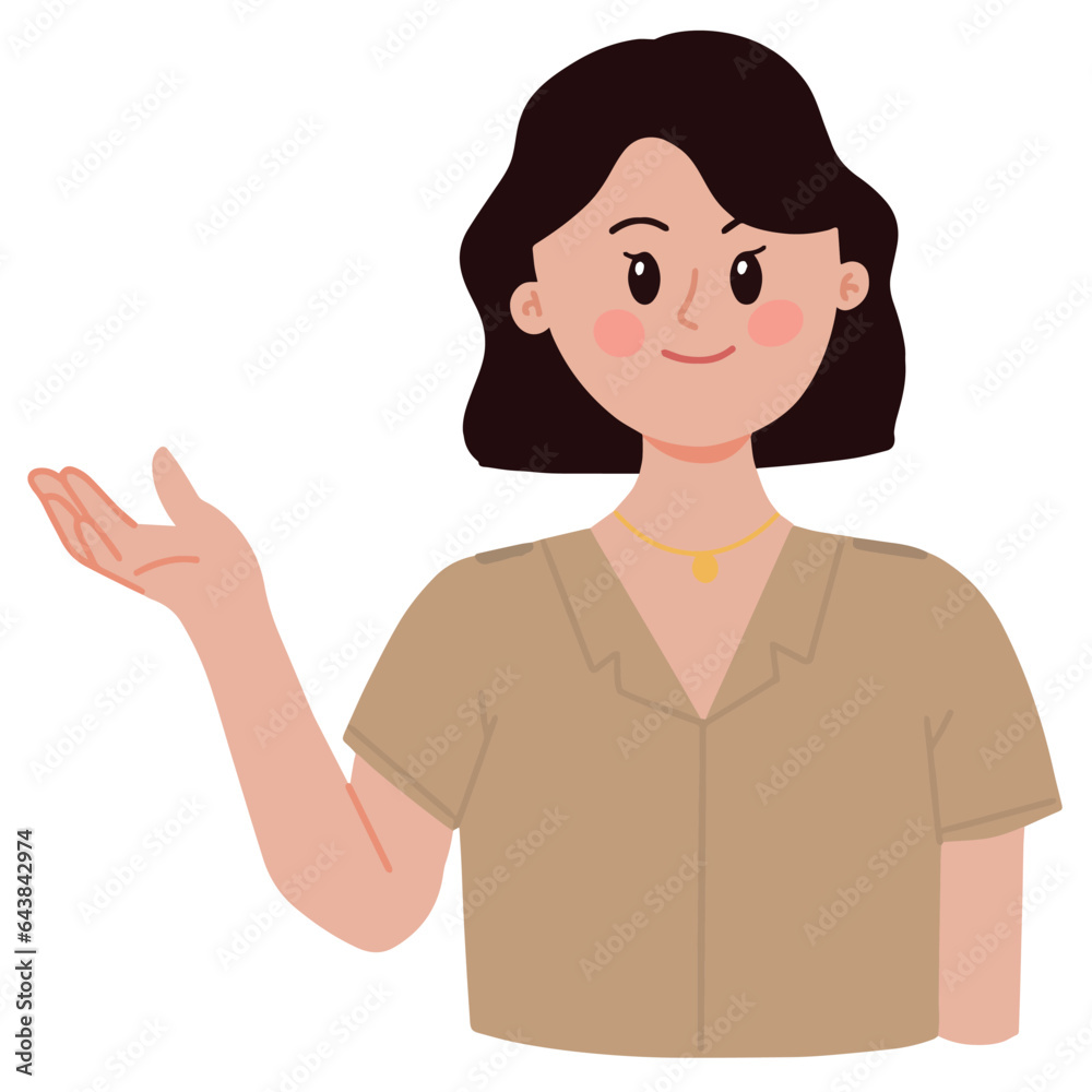 Portrait state officials government worker Indonesian civil servant wearing uniform gesturing showing something illustration Portrait state officials government worker Indonesian civil servant wearing uniform gesturing showing something illustration