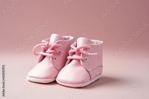 Generative AI : pink baby booties shoes for newborn girl