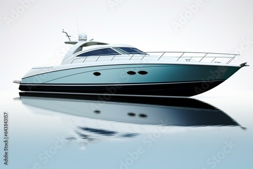 White isolated speed boat, vessel, and yacht. Generative AI © Raine