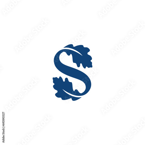 logo initials ss, s with leaf symbol