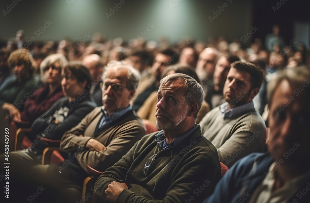 Audience crowd at business conference, generative ai.