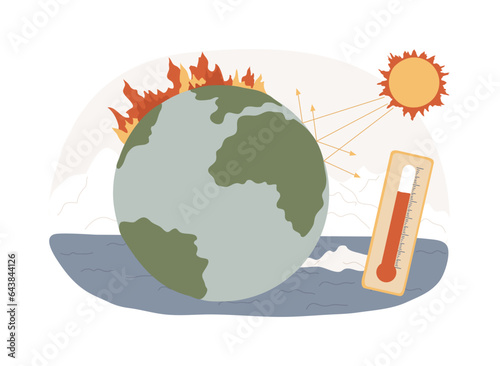 Global warming isolated concept vector illustration. Environmental pollution, global heating impact, temperature increase, earths climate, climate change, greenhouse effect vector concept.