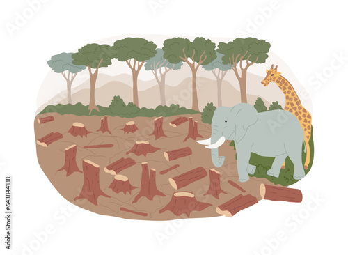 Deforestation isolated concept vector illustration. Environmental change, wildlife degradation, causes of deforestation, environmentalism, palm oil production, agricultural land vector concept.