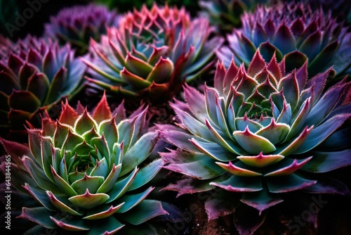 Vibrant succulent plants up close. Generative AI © Mark