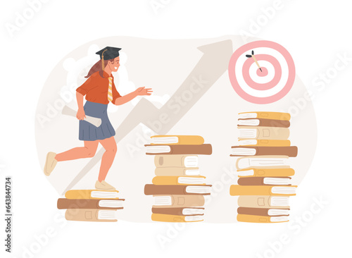 Educational trajectory isolated concept vector illustration. Educational capital strategy, determine way, career promotion, goal achievement, knowledge check, graduated student vector concept.