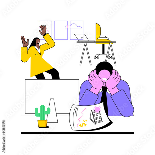 Business bankruptcy isolated cartoon vector illustrations. Disappointed business owners crashed in their startup, company bankruptcy, problem, financial crisis and failure vector cartoon.