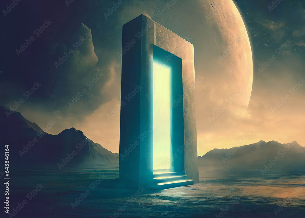Ancient Portal on a Moon in Space
