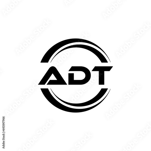 ADT letter logo design with white background in illustrator  vector logo modern alphabet font overlap style. calligraphy designs for logo  Poster  Invitation  etc.