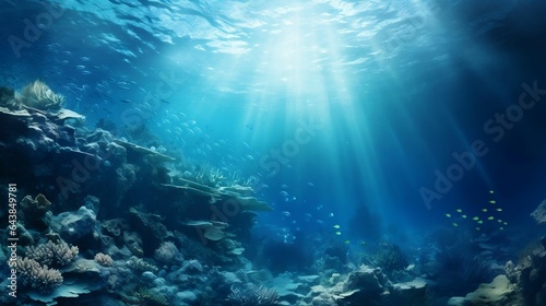 background Deep-sea diving scene with marine life © Halim Karya Art