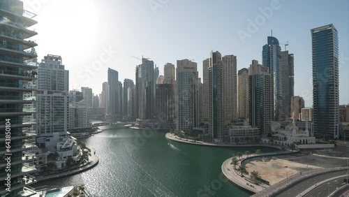 Cityscape and skyscraper in Dubai Marina.
