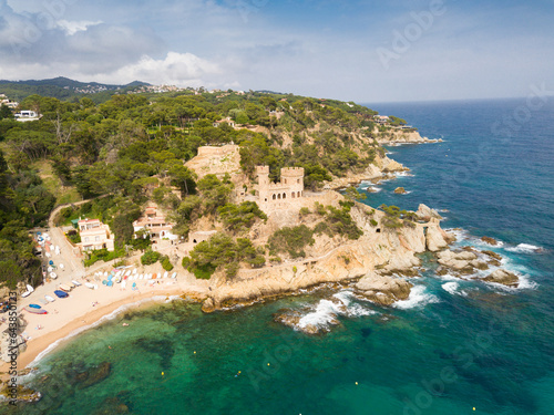 View from drone on seascape of Costa Brava in the Spain.
