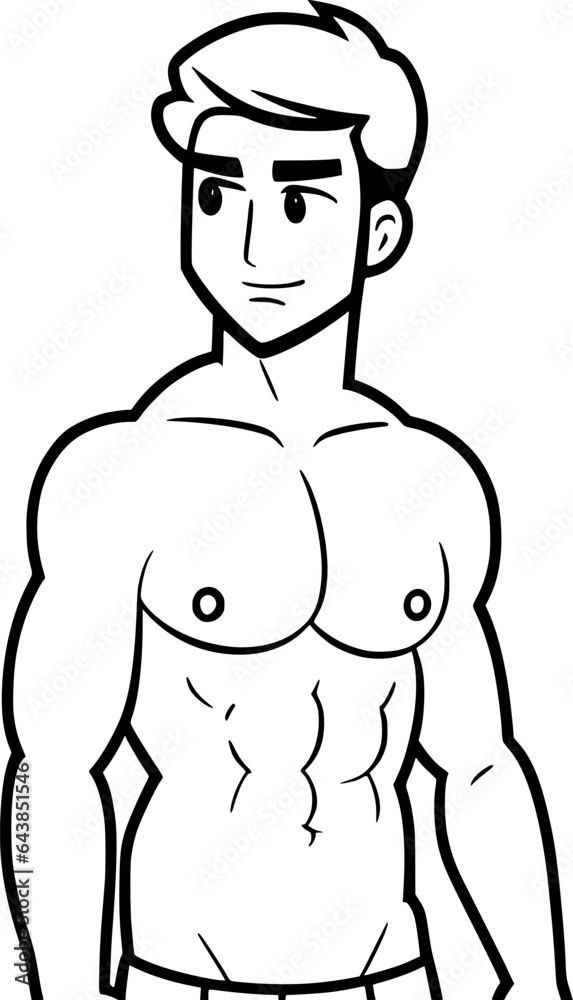 Fototapeta premium black and white of man cartoon, vector illustration