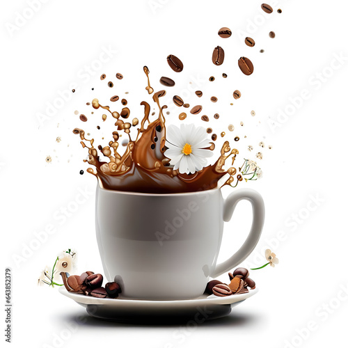 Lovely coffee with flower splash for coffee day celebration