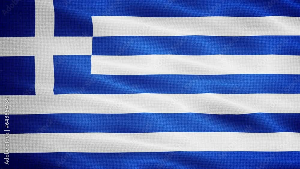 Natural Waving Fabric Texture Of Greece National Flag Graphic Background, Seamless Loop Natural Waving Fabric Texture Of Greece National Flag Graphic Background, Seamless Loop