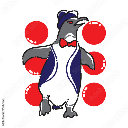 Vector Design of a Cute Penguin Wearing a Hat  Tie and Suit