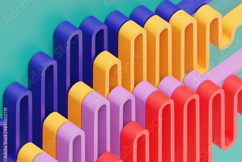 Abstract  gradient and geometric stripes pattern. Linear   colorful  pattern  3D illustration.