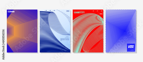 Set of modern dynamic line flow abstract cover design