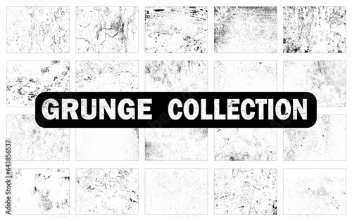 Set of distressed black texture. Dark grainy texture on white background. Dust overlay textured. Grain noise particles. Rusted white effect. Overlay old textures stamps. Vector set background.