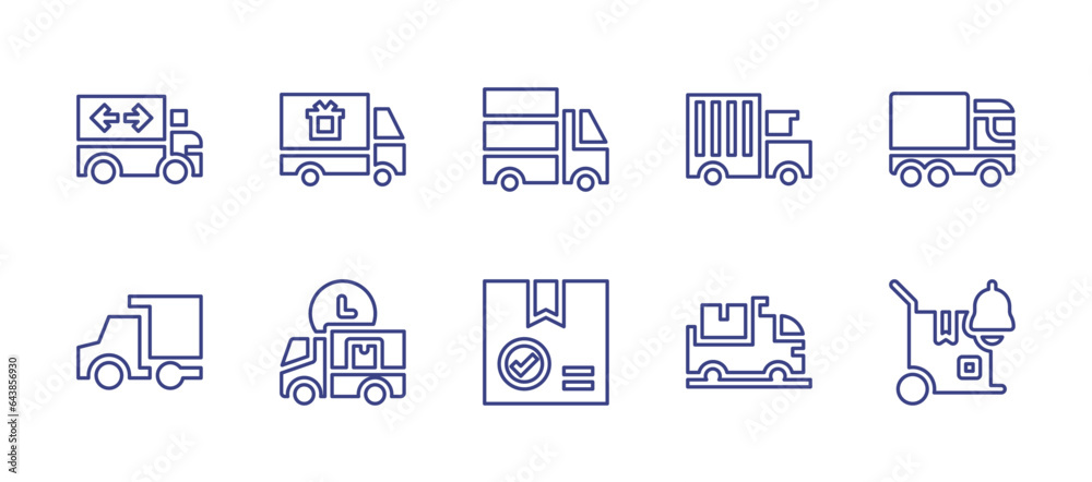 Delivery line icon set. Editable stroke. Vector illustration. Containing delivery truck, delivery box, delivery time, delivery.