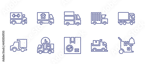 Delivery line icon set. Editable stroke. Vector illustration. Containing delivery truck, delivery box, delivery time, delivery.