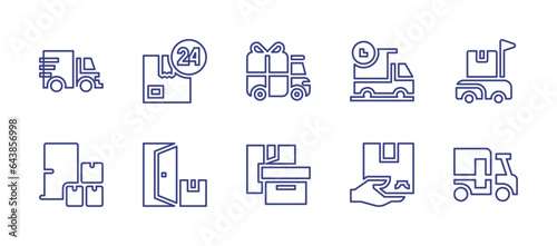 Delivery line icon set. Editable stroke. Vector illustration. Containing delivery package, delivery truck, delivery box, home delivery, delivery, delivery van.
