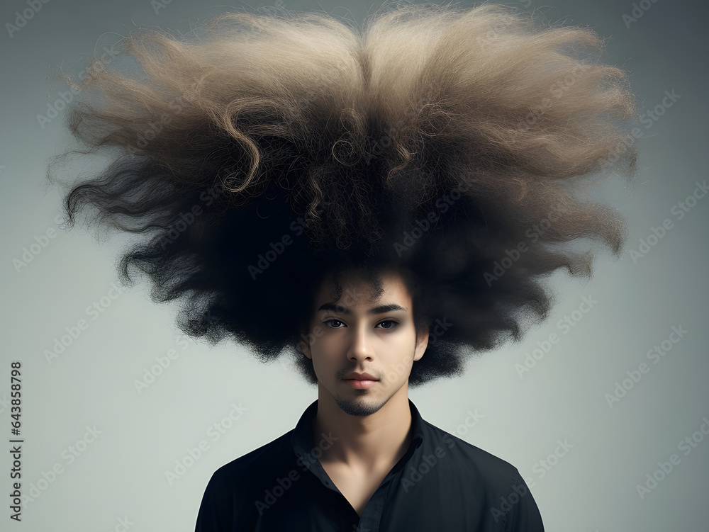 portrait of a person with Frizzy curly hair portrait of a person with Frizzy curly hair
