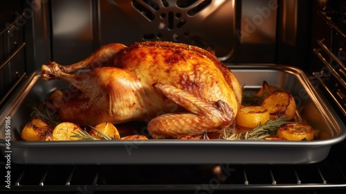 Roasted whole chicken in the oven