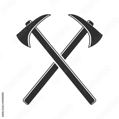 Cross Pick Axe Silhouette, Pick Axe Vector,  Worker elements, Labor equipment, Garden tool, Agriculture tool, Forest adventure