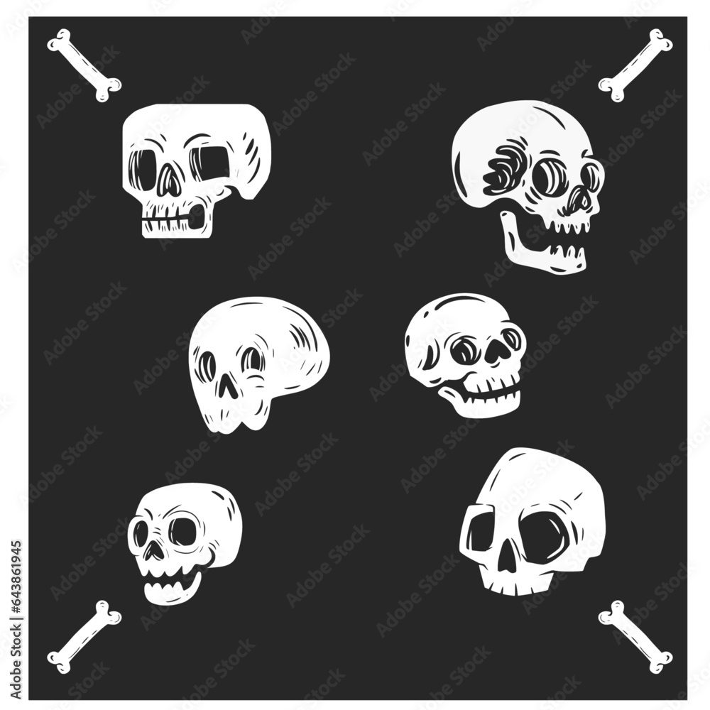 Skull icon set. ideal for prints and stickers
