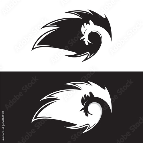 Rooster and fire logo