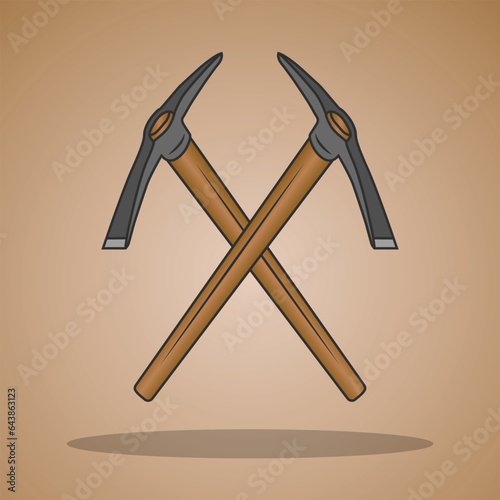 Cross Pick Axe Clipart, Pick Axe Vector, Axe Clipart, Worker elements, Labor equipment, Garden tool, Agriculture tool, Forest adventure