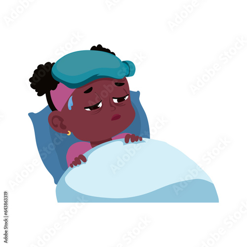kid sick in the bed icon